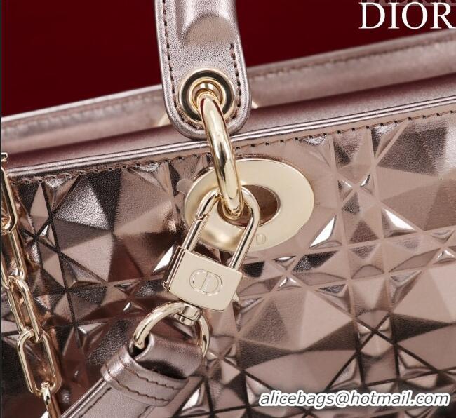 Buy Inexpensive Dior Medium Lady D-Joy Bag in Metallic Cannage Leather M0540 Bronze 2025