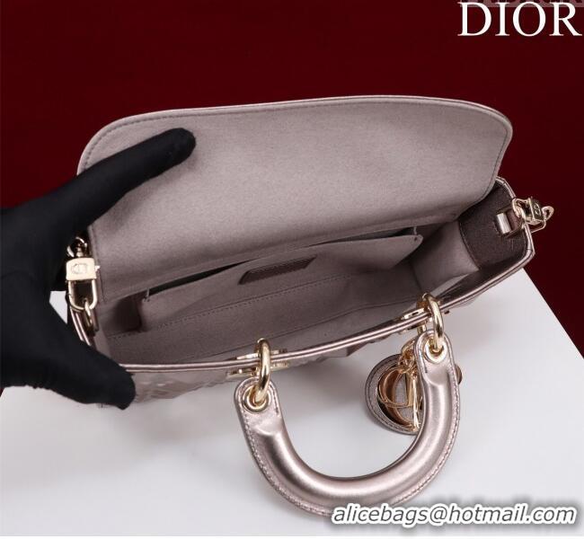 Buy Inexpensive Dior Medium Lady D-Joy Bag in Metallic Cannage Leather M0540 Bronze 2025