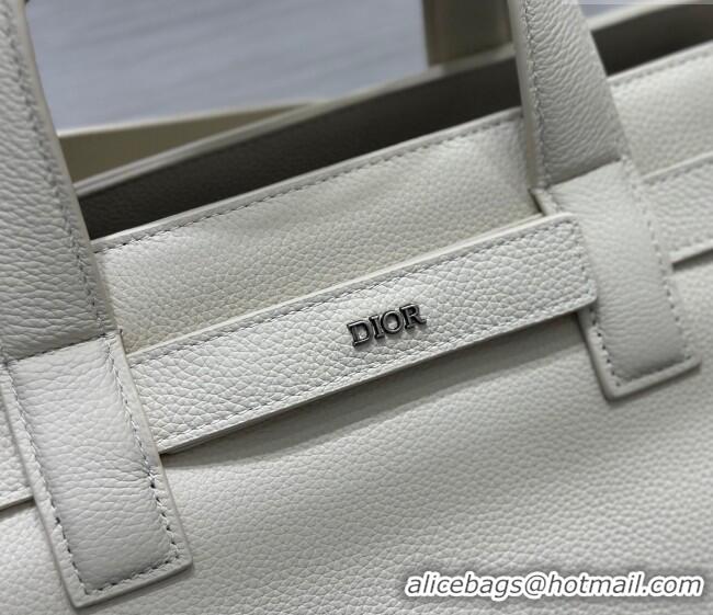 Top Quality Dior Mens Medium Dior Normandie Tote Bag in Icons Calfskin D7063 White 2025