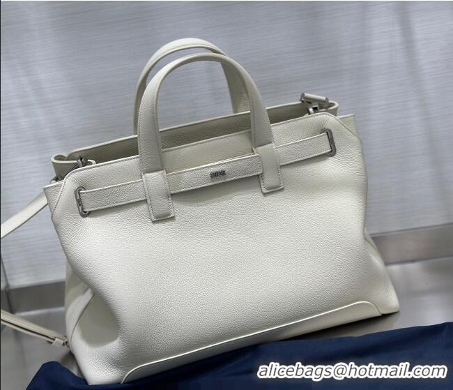 Top Quality Dior Mens Medium Dior Normandie Tote Bag in Icons Calfskin D7063 White 2025