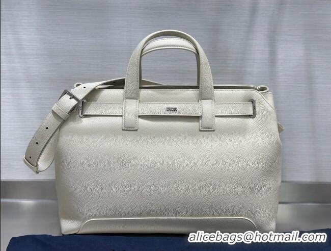 Top Quality Dior Mens Medium Dior Normandie Tote Bag in Icons Calfskin D7063 White 2025