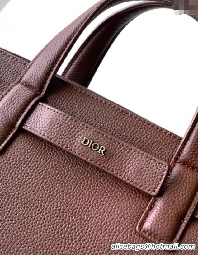 Most Popular Dior Mens Medium Dior Normandie Tote Bag in Icons Calfskin D7063 Brown 2025