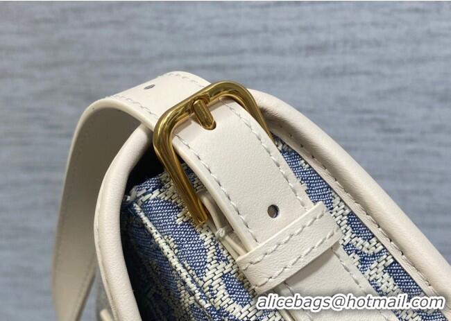 Best Product Dior Bobby East-West Bag in Blue Oblique Chambray with Raffia Effect and White Calfskin D7079 2025
