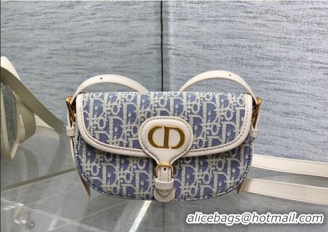 Best Product Dior Bobby East-West Bag in Blue Oblique Chambray with Raffia Effect and White Calfskin D7079 2025