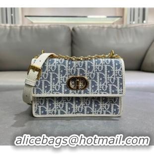 Buy Discount Dior Miss Caro Mini Bag in Blue Dior Oblique Chambray with Raffia Effect and White Calfskin D7080 2025
