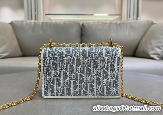 Buy Discount Dior Miss Caro Mini Bag in Blue Dior Oblique Chambray with Raffia Effect and White Calfskin D7080 2025