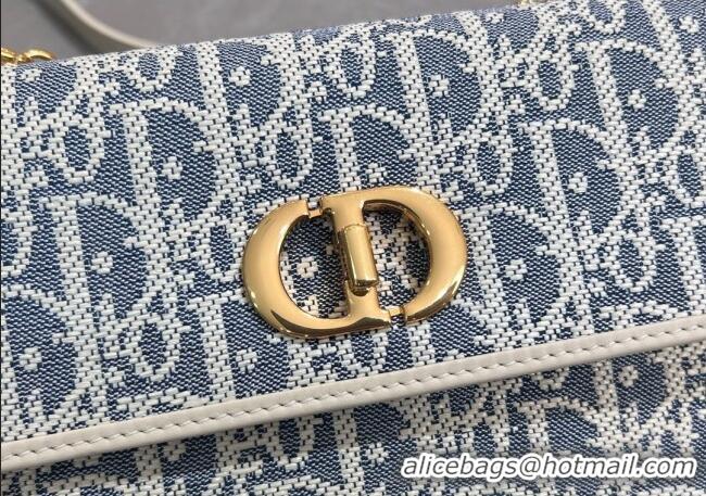 Buy Discount Dior Miss Caro Mini Bag in Blue Dior Oblique Chambray with Raffia Effect and White Calfskin D7080 2025
