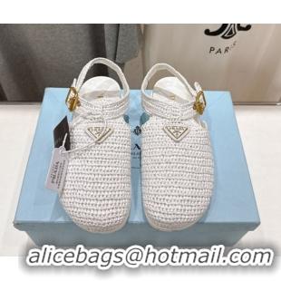 Discount Prada Crochet Birkenstock Sandals White 2025 PR060305