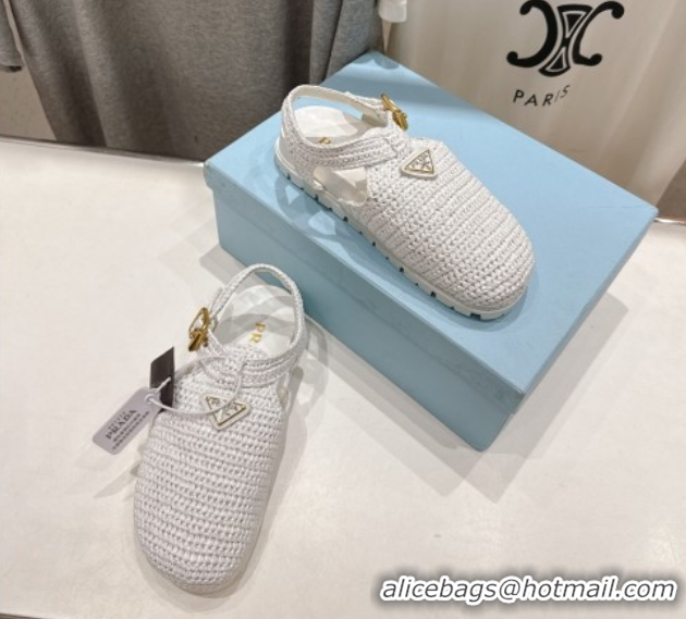 Discount Prada Crochet Birkenstock Sandals White 2025 PR060305
