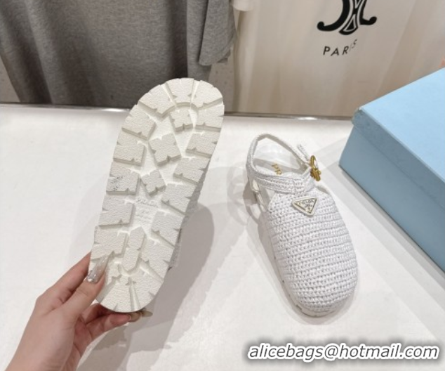Discount Prada Crochet Birkenstock Sandals White 2025 PR060305