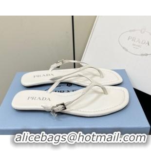 Good Looking Prada Leather thong sandals with buckle White 2025 1Y503N