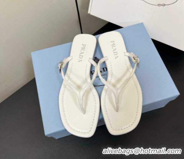 Good Looking Prada Leather thong sandals with buckle White 2025 1Y503N