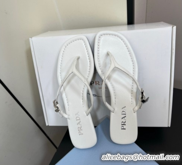 Good Looking Prada Leather thong sandals with buckle White 2025 1Y503N