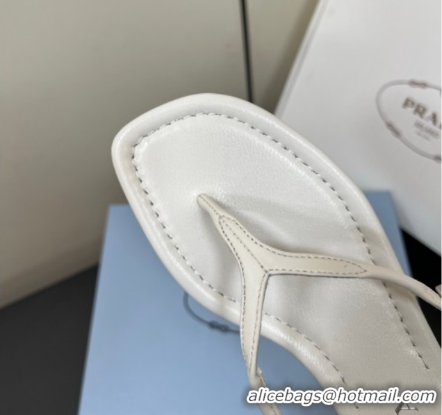 Good Looking Prada Leather thong sandals with buckle White 2025 1Y503N