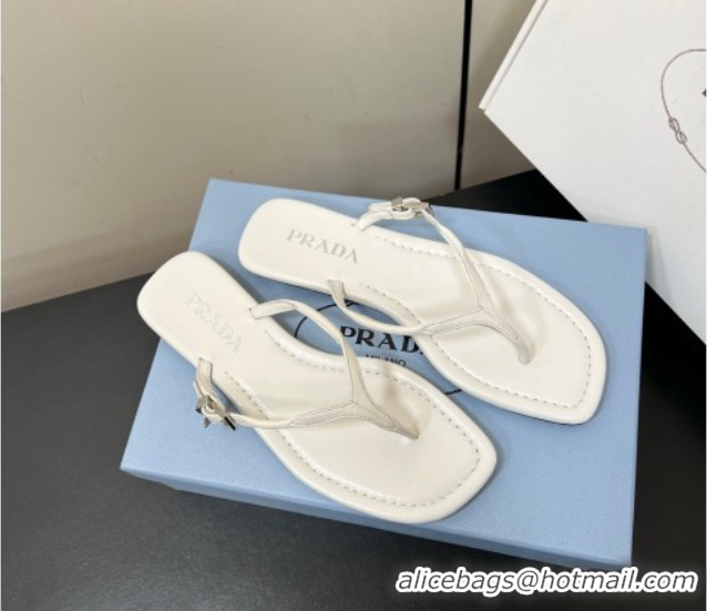 Good Looking Prada Leather thong sandals with buckle White 2025 1Y503N