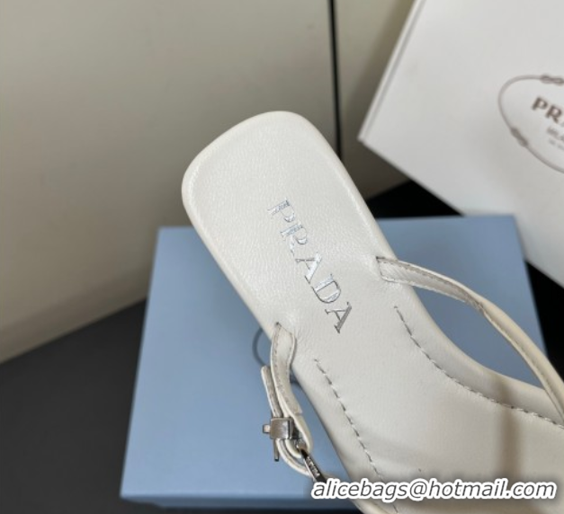 Good Looking Prada Leather thong sandals with buckle White 2025 1Y503N