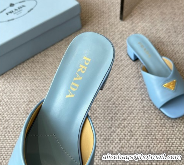 Most Popular Prada Padded nappa leather heel slides sandal 3.5cm Blue 2025 1XX711