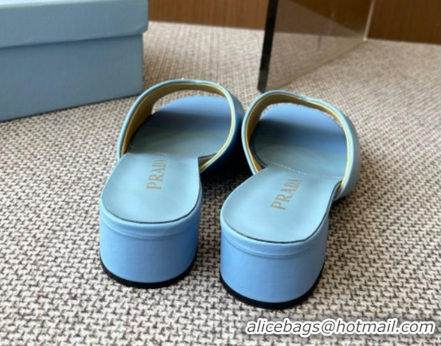 Most Popular Prada Padded nappa leather heel slides sandal 3.5cm Blue 2025 1XX711