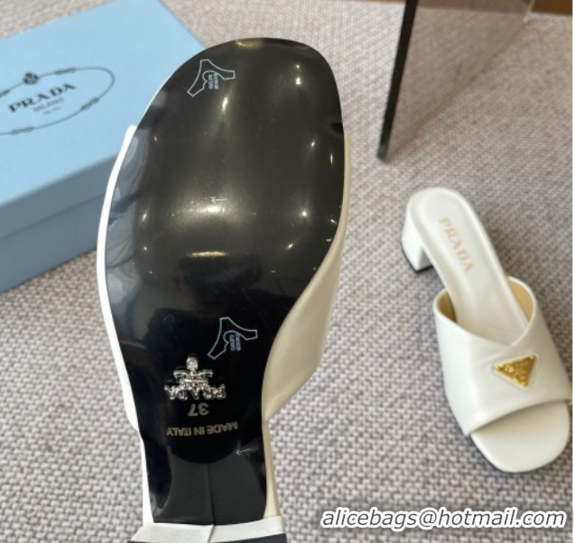 Pretty Style Prada Padded nappa leather heel slides sandal 3.5cm White 2025 1XX711