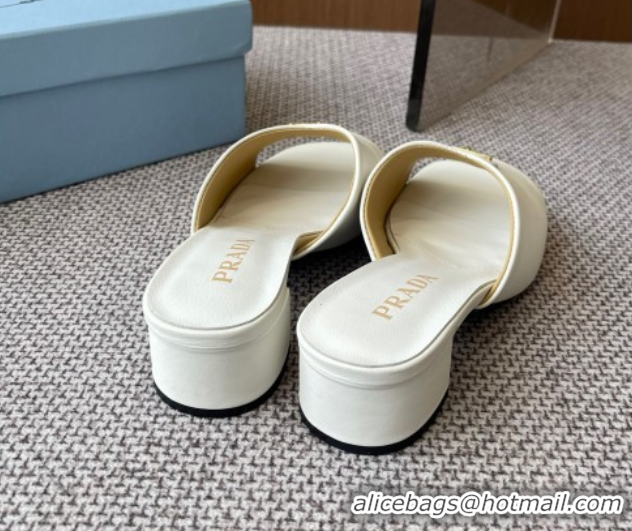 Pretty Style Prada Padded nappa leather heel slides sandal 3.5cm White 2025 1XX711