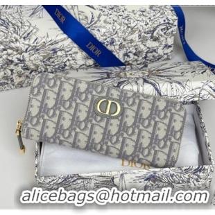 Famous Brand Dior 30 Montaigne Voyageur Slim Wallet in Oblique Jacquard D7081 Grey 2025