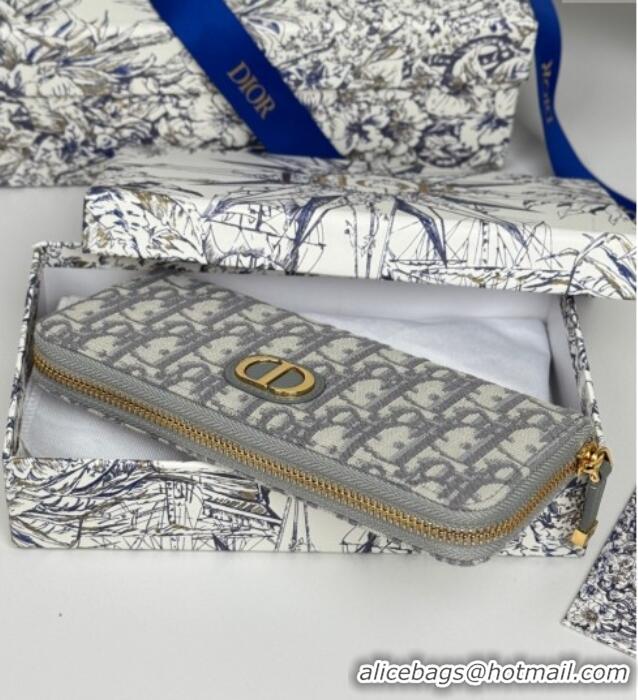 Famous Brand Dior 30 Montaigne Voyageur Slim Wallet in Oblique Jacquard D7081 Grey 2025