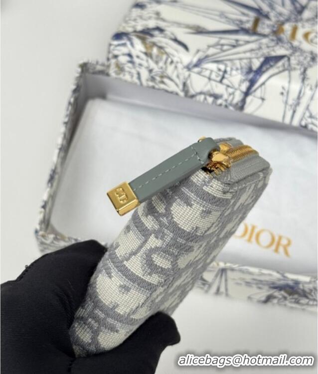 Famous Brand Dior 30 Montaigne Voyageur Slim Wallet in Oblique Jacquard D7081 Grey 2025
