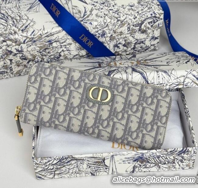 Famous Brand Dior 30 Montaigne Voyageur Slim Wallet in Oblique Jacquard D7081 Grey 2025