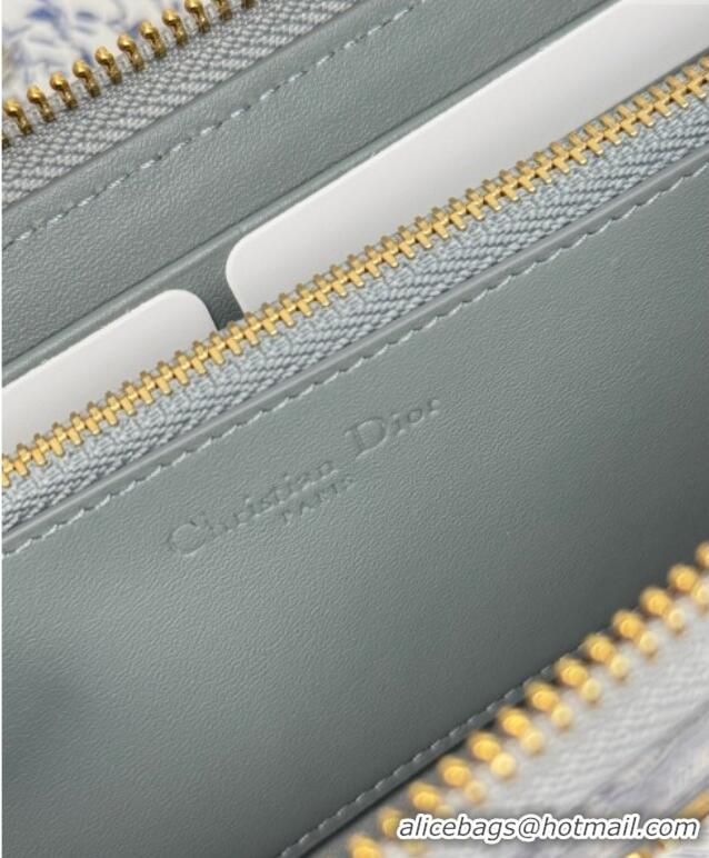 Famous Brand Dior 30 Montaigne Voyageur Slim Wallet in Oblique Jacquard D7081 Grey 2025