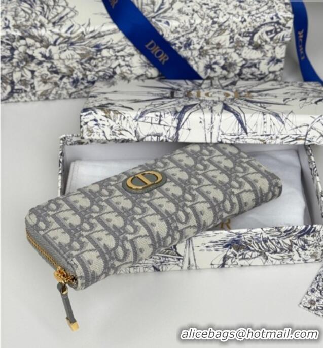 Famous Brand Dior 30 Montaigne Voyageur Slim Wallet in Oblique Jacquard D7081 Grey 2025