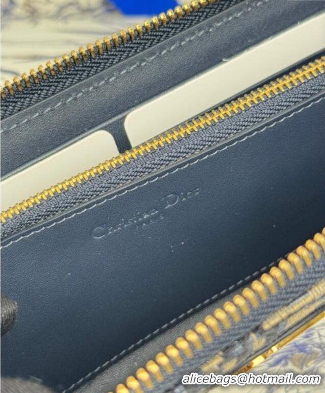 Luxury Cheap Dior 30 Montaigne Voyageur Slim Wallet in Oblique Jacquard D7081 Blue 2025