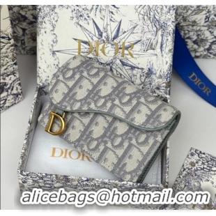 Unique Discount Dior Saddle Bloom Card Holder in Oblique Jacquard D7087 Grey 2025