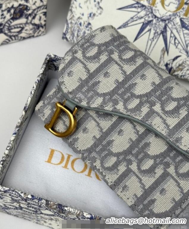 Unique Discount Dior Saddle Bloom Card Holder in Oblique Jacquard D7087 Grey 2025