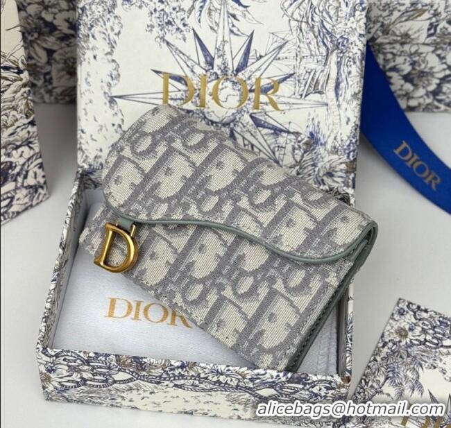 Unique Discount Dior Saddle Bloom Card Holder in Oblique Jacquard D7087 Grey 2025