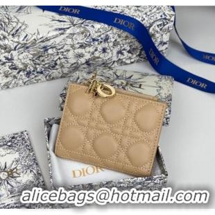 Low Cost Dior Lady Dior Dahlia Wallet in Cannage Lambskin D7090 Beige 2025