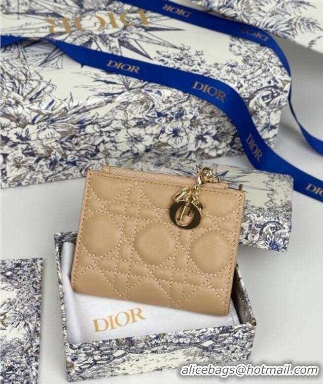 Low Cost Dior Lady Dior Dahlia Wallet in Cannage Lambskin D7090 Beige 2025