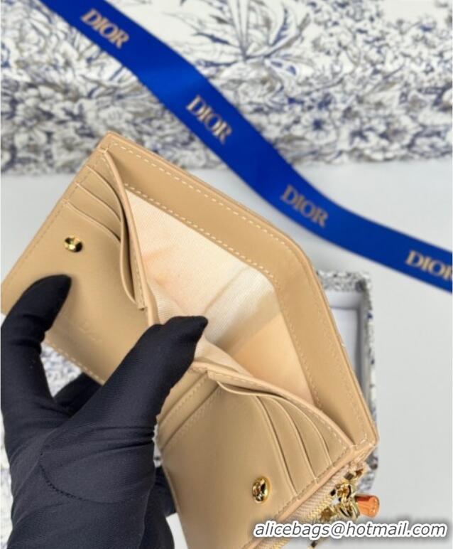 Low Cost Dior Lady Dior Dahlia Wallet in Cannage Lambskin D7090 Beige 2025