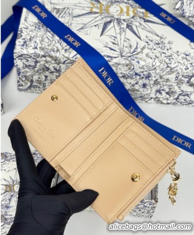 Low Cost Dior Lady Dior Dahlia Wallet in Cannage Lambskin D7090 Beige 2025