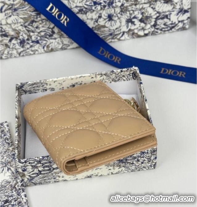 Low Cost Dior Lady Dior Dahlia Wallet in Cannage Lambskin D7090 Beige 2025