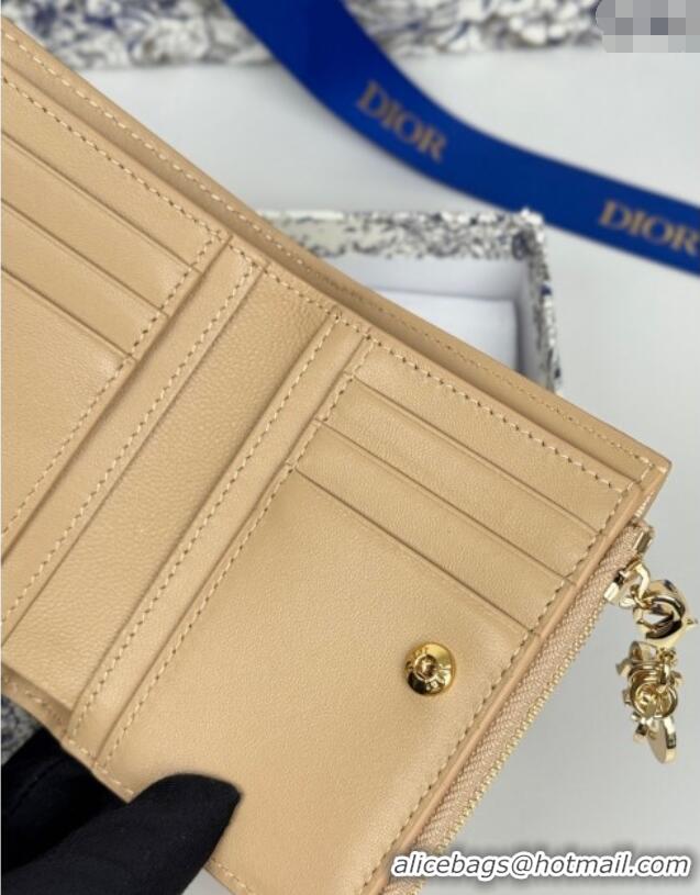 Low Cost Dior Lady Dior Dahlia Wallet in Cannage Lambskin D7090 Beige 2025