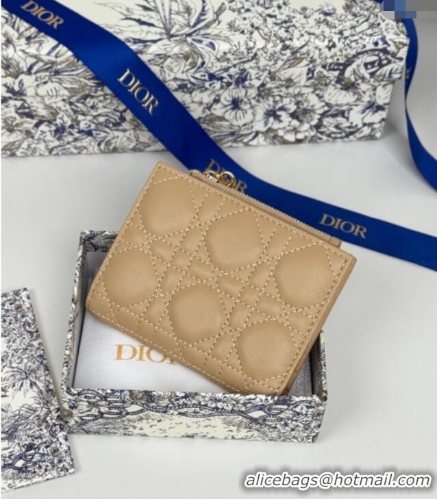 Low Cost Dior Lady Dior Dahlia Wallet in Cannage Lambskin D7090 Beige 2025