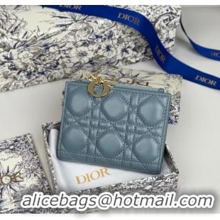 Unique Discount Dior Lady Dior Dahlia Wallet in Cannage Lambskin D7090 Blue 2025