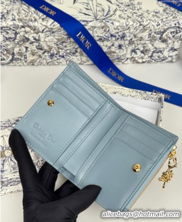 Unique Discount Dior Lady Dior Dahlia Wallet in Cannage Lambskin D7090 Blue 2025