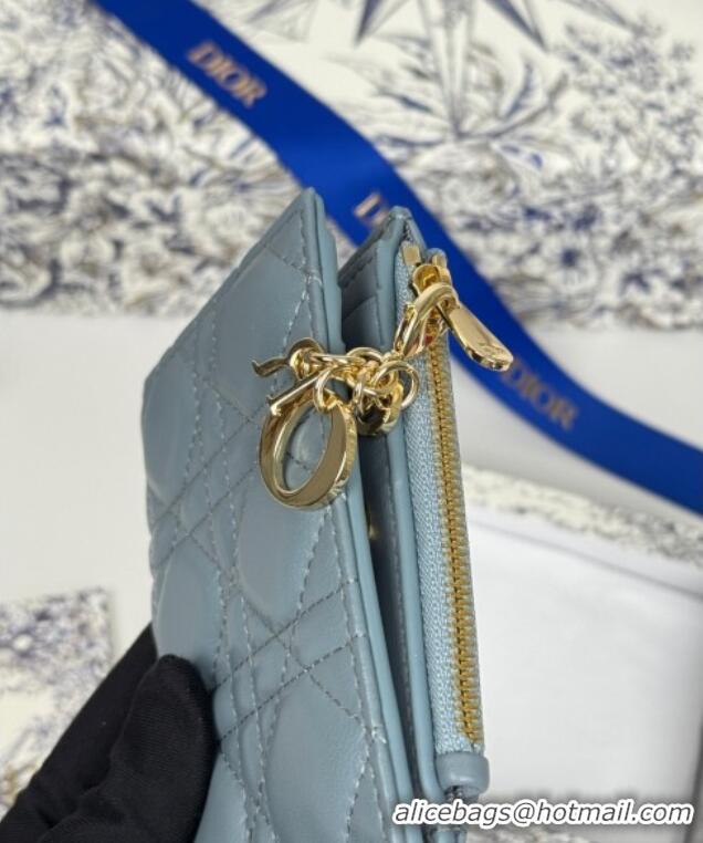 Unique Discount Dior Lady Dior Dahlia Wallet in Cannage Lambskin D7090 Blue 2025