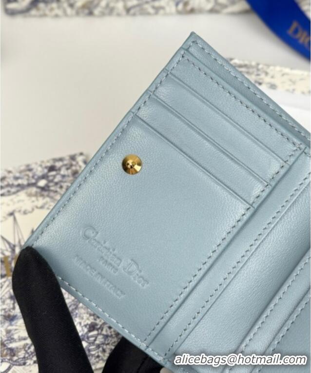 Unique Discount Dior Lady Dior Dahlia Wallet in Cannage Lambskin D7090 Blue 2025