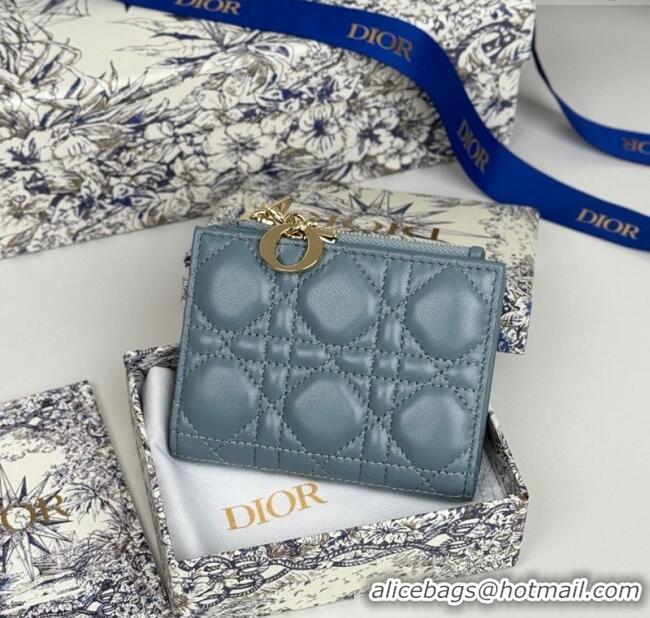 Unique Discount Dior Lady Dior Dahlia Wallet in Cannage Lambskin D7090 Blue 2025