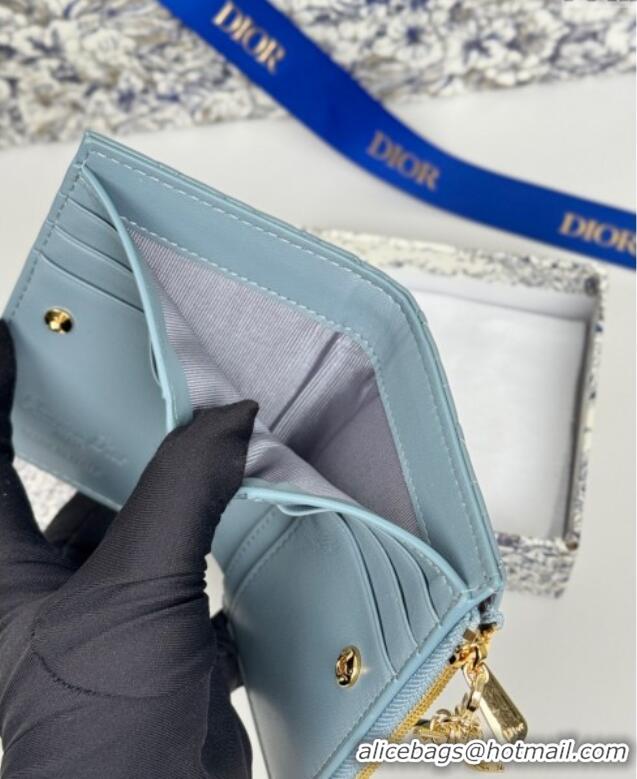 Unique Discount Dior Lady Dior Dahlia Wallet in Cannage Lambskin D7090 Blue 2025