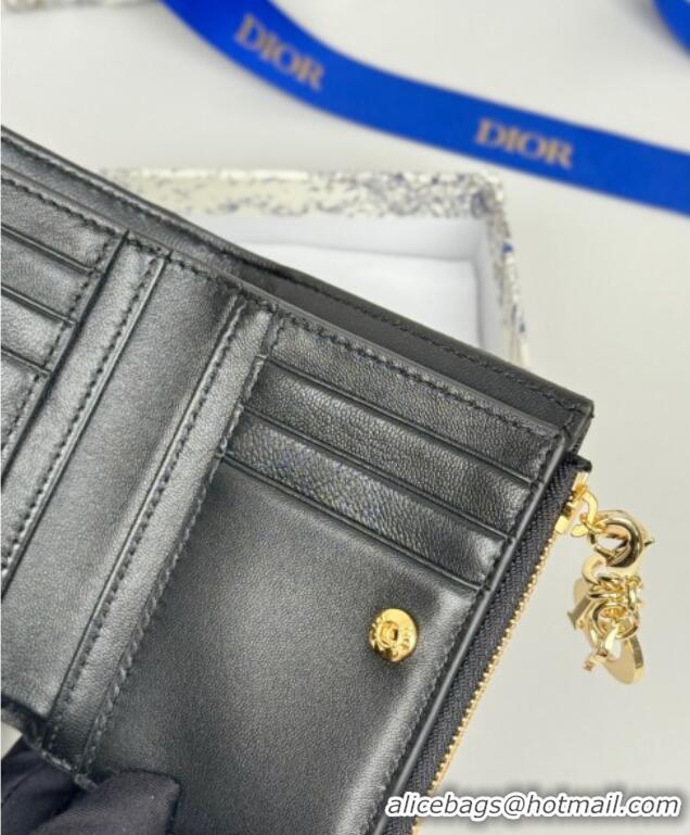 Super Quality Dior Lady Dior Dahlia Wallet in Cannage Lambskin D7090 Black 2025