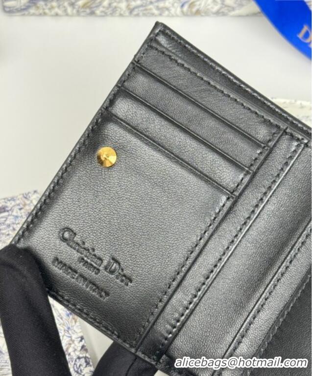 Super Quality Dior Lady Dior Dahlia Wallet in Cannage Lambskin D7090 Black 2025