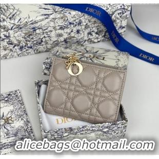 Lower Price Dior Lady Dior Dahlia Wallet in Cannage Lambskin D7090 Grey 2025